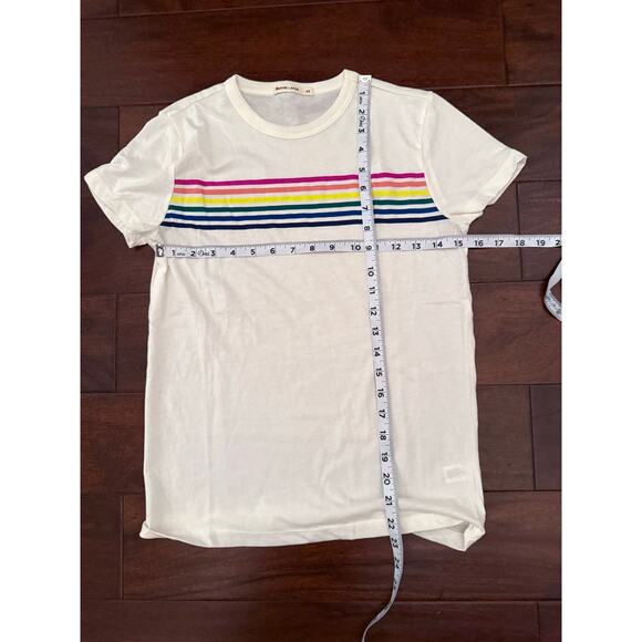 Marine Layer NWOT Ivory Short Sleeve Pride Rainbow Stripes T-shirt size XS - Picture 6 of 10